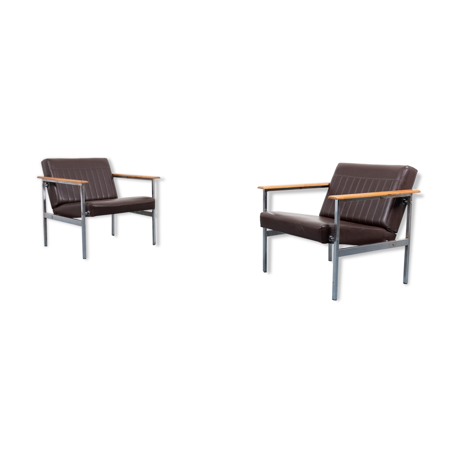 Pair of 1960s architectural armchairs