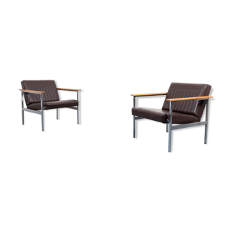 Pair of 1960s architectural armchairs