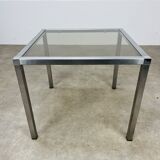 Chrome side table smoked glass 70s, end of sofa