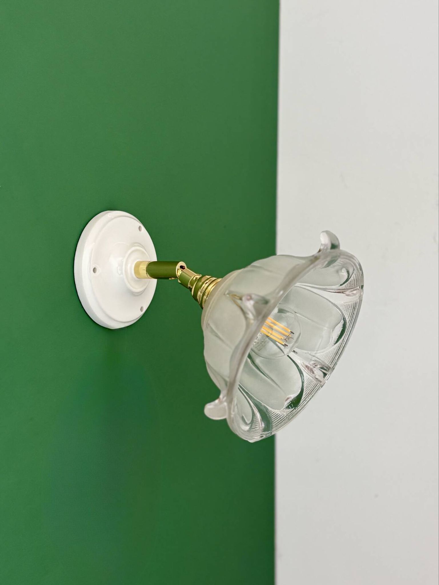 Vintage frosted glass lampshade wall light