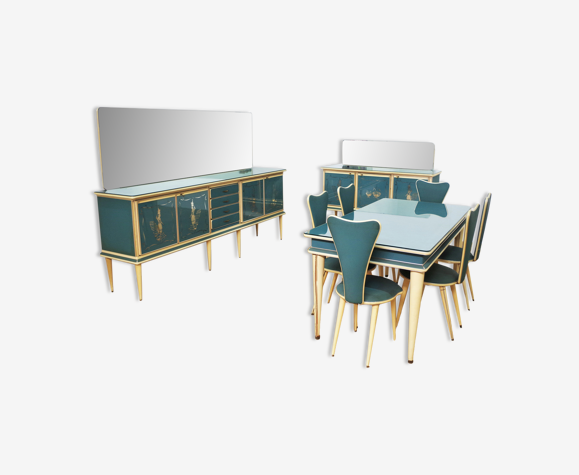 Salon complet en chêne, années 1960, set de 9