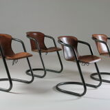4 chairs in tanned cognac leather, Italy