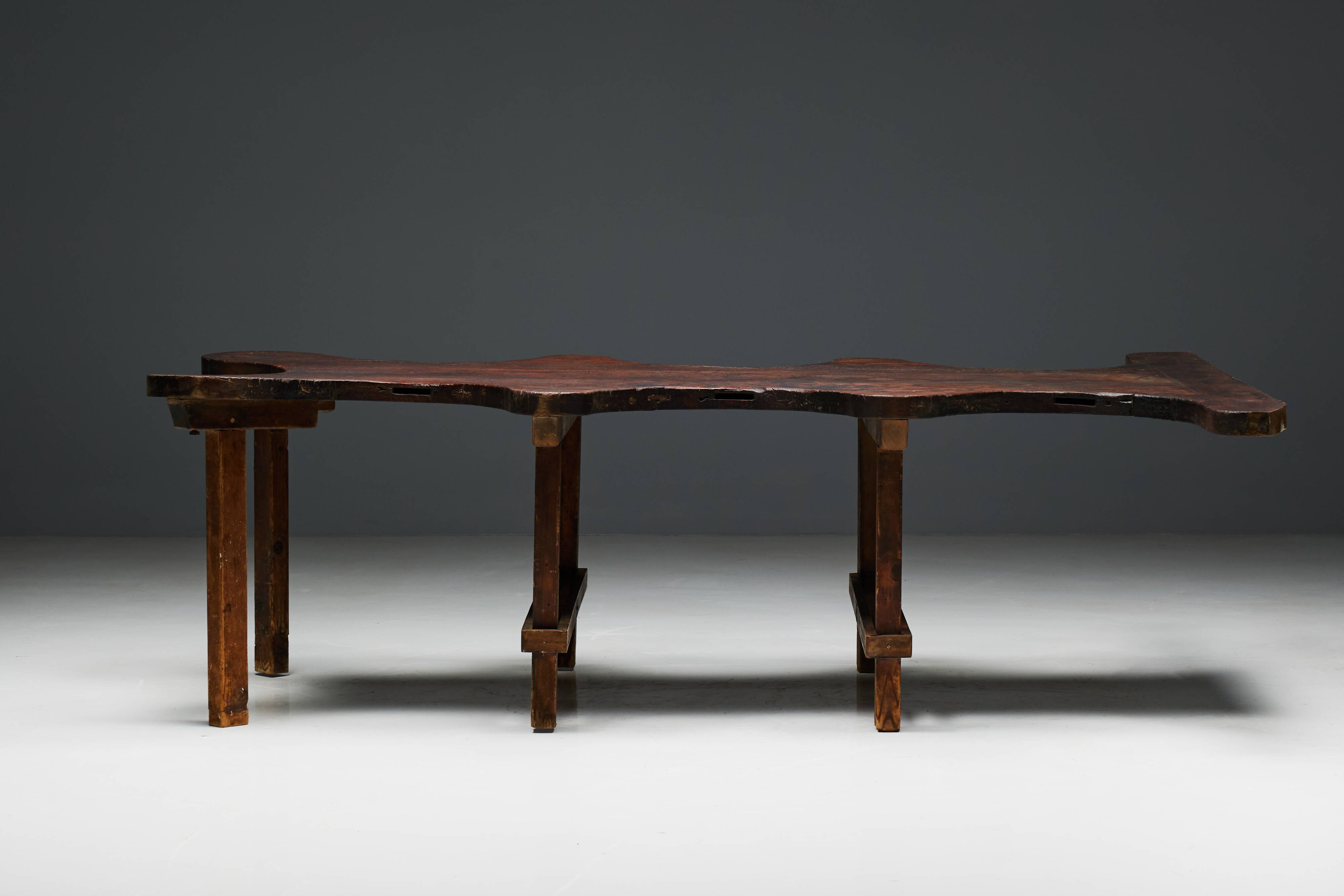 Table Organique Rustique De Forme Libre, France, Fin 19ème Siècle