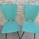 Pair of chairs from the 50s, metal compass legs and Skaï