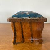 Ancien Tabouret Repose Pied Pliant Victorien  Assise Perles Fleurs Vintage