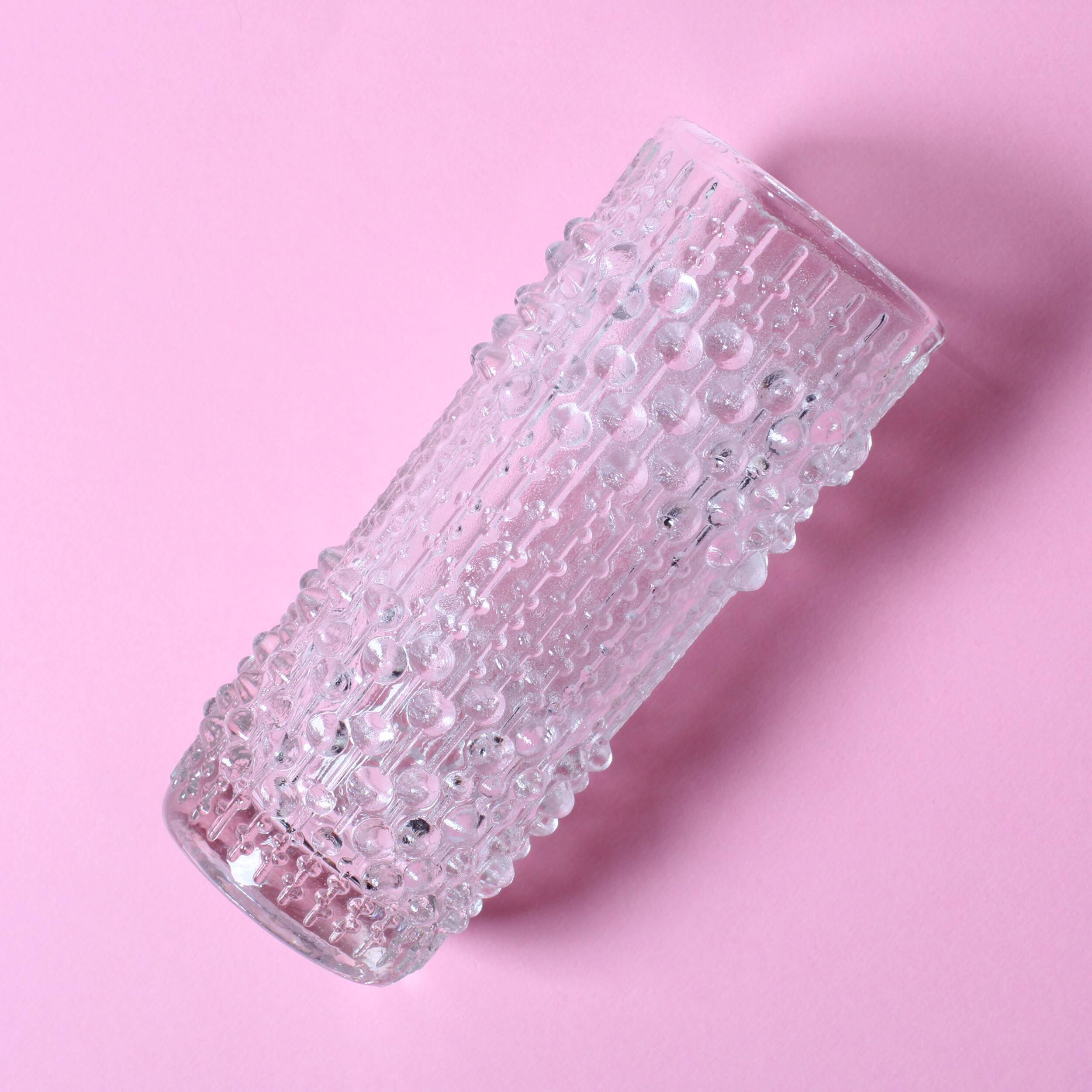 Vase vintage en verre pressé clair CandleWax par František Pečený / 1972