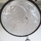 Art Deco chandelier signed Degué – wrought iron and moulded glass