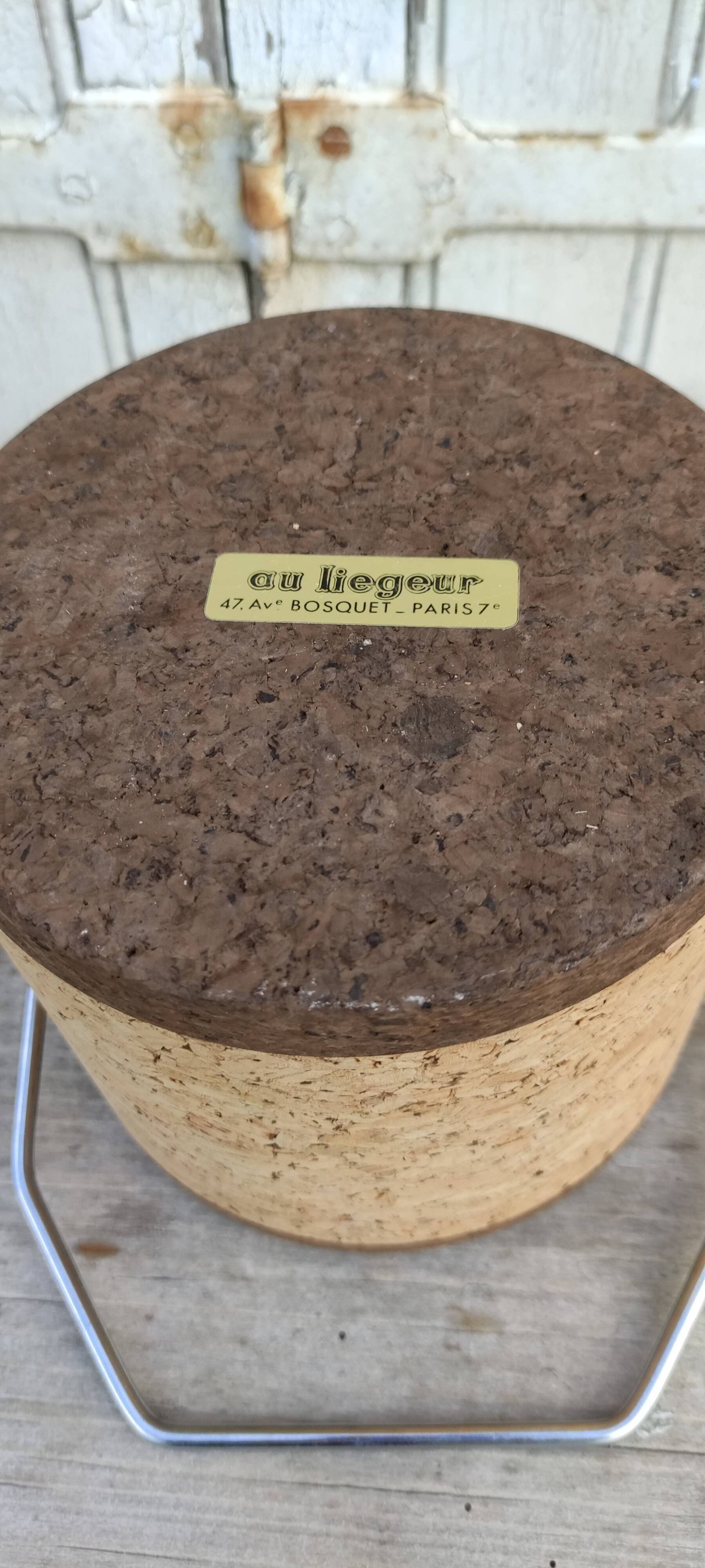 Vintage cork ice bucket