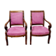 Deux fauteuils à crosse en bois