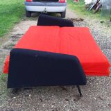 Vintage sofa red and black fabrics