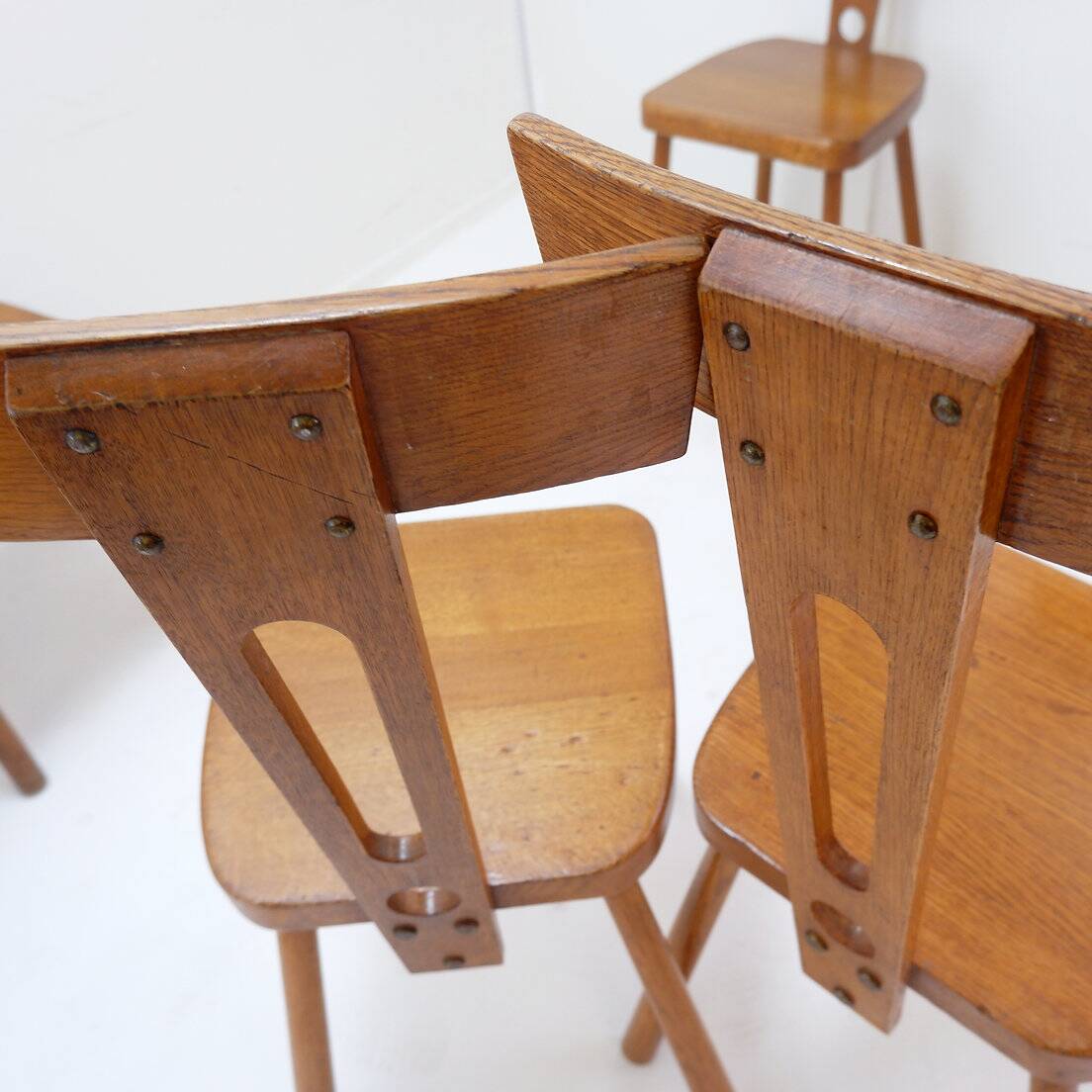 Set of 6 wooden T backs Dining Chairs - 1960s