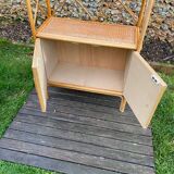 Honey-colored rattan shelf 🍯