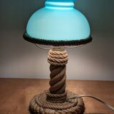 Vintage 1960s rope and opaline desk lamp