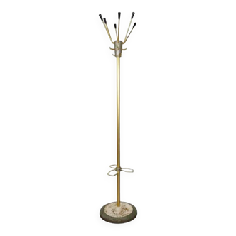 1950s coat rack in brass, metal and cast iron