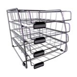 Bench of 4 metal mail baskets