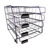 Bench of 4 metal mail baskets