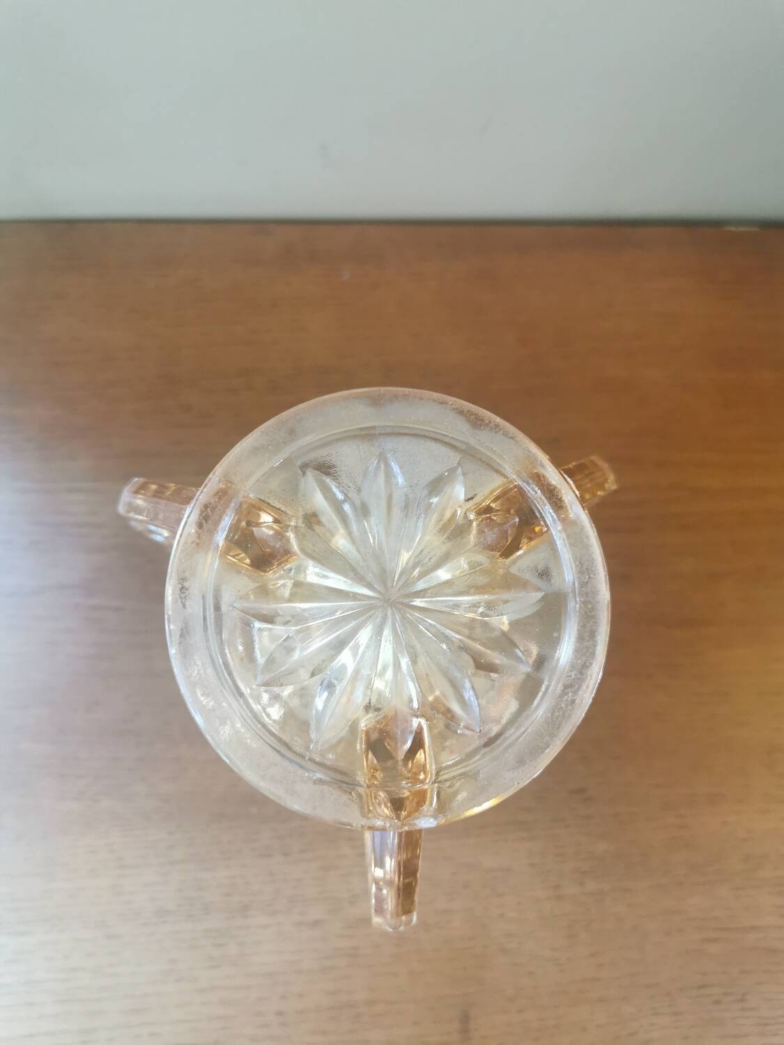 Art deco vase in orange iridescent glass