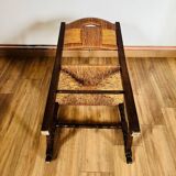 Wood and straw armchair