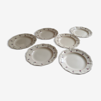 Set of 6 flat plates Digoin Sarreguemines