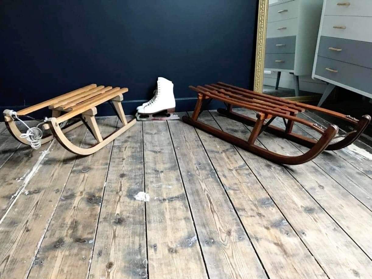 Old Davos and Donnay sleds