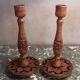 Lot 2 vintage wooden candlesticks