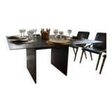 Brutalist design square table in steel
