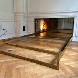 Belgo Chrom bed in gold metal and bronze mirrored headboard, 1970