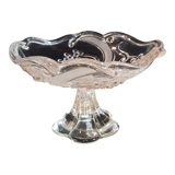 Glass and frosted glass compotier with pink reflections