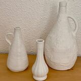 Set of 3 white stoneware vases