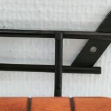 Modernist wall-mounted coat rack in metal and wood, 60s design