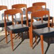 Lot of 6 scandinavian chairs in teak and skai 60