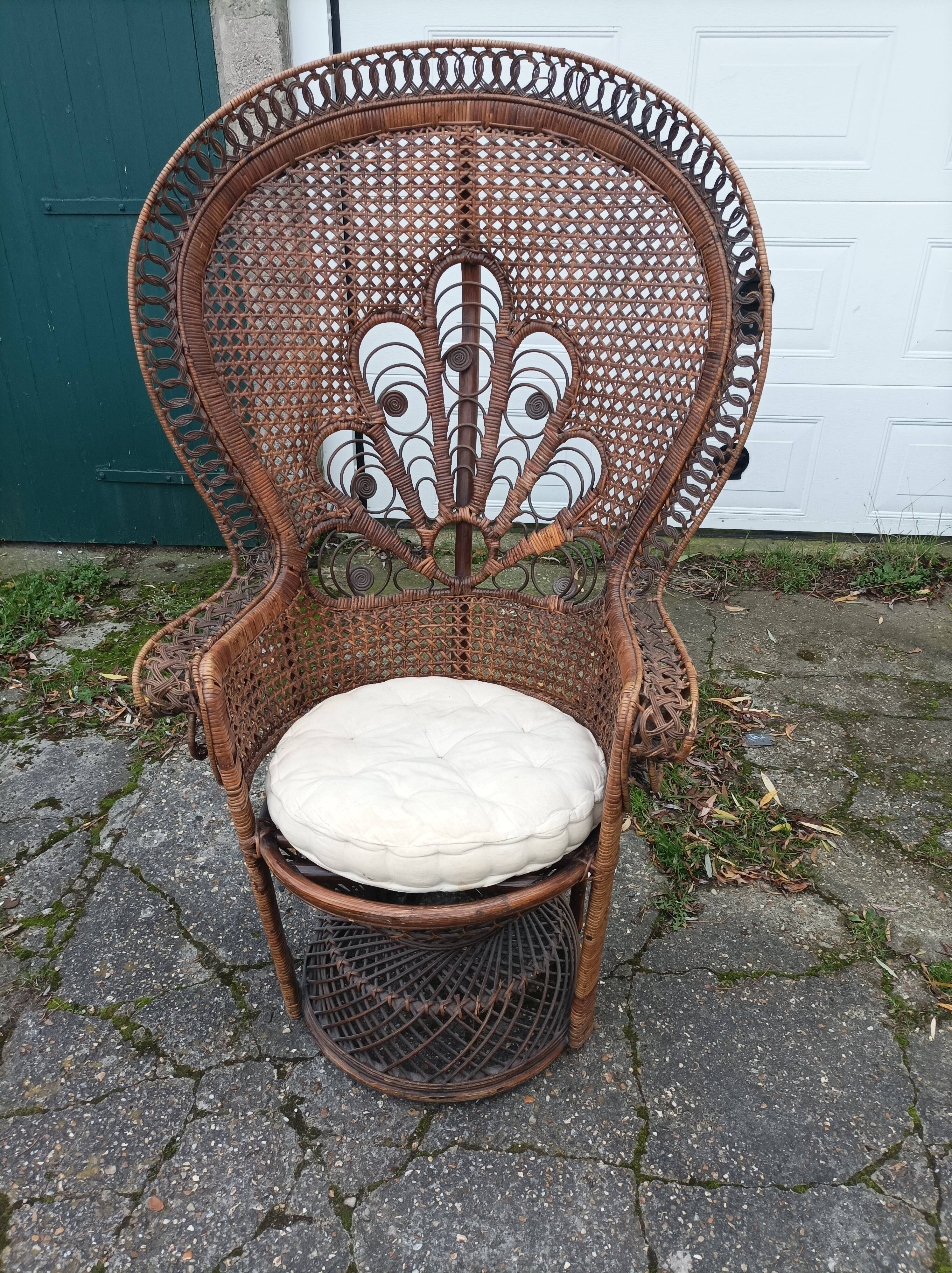 Armchair emmanuelle wicker vintage rattan
