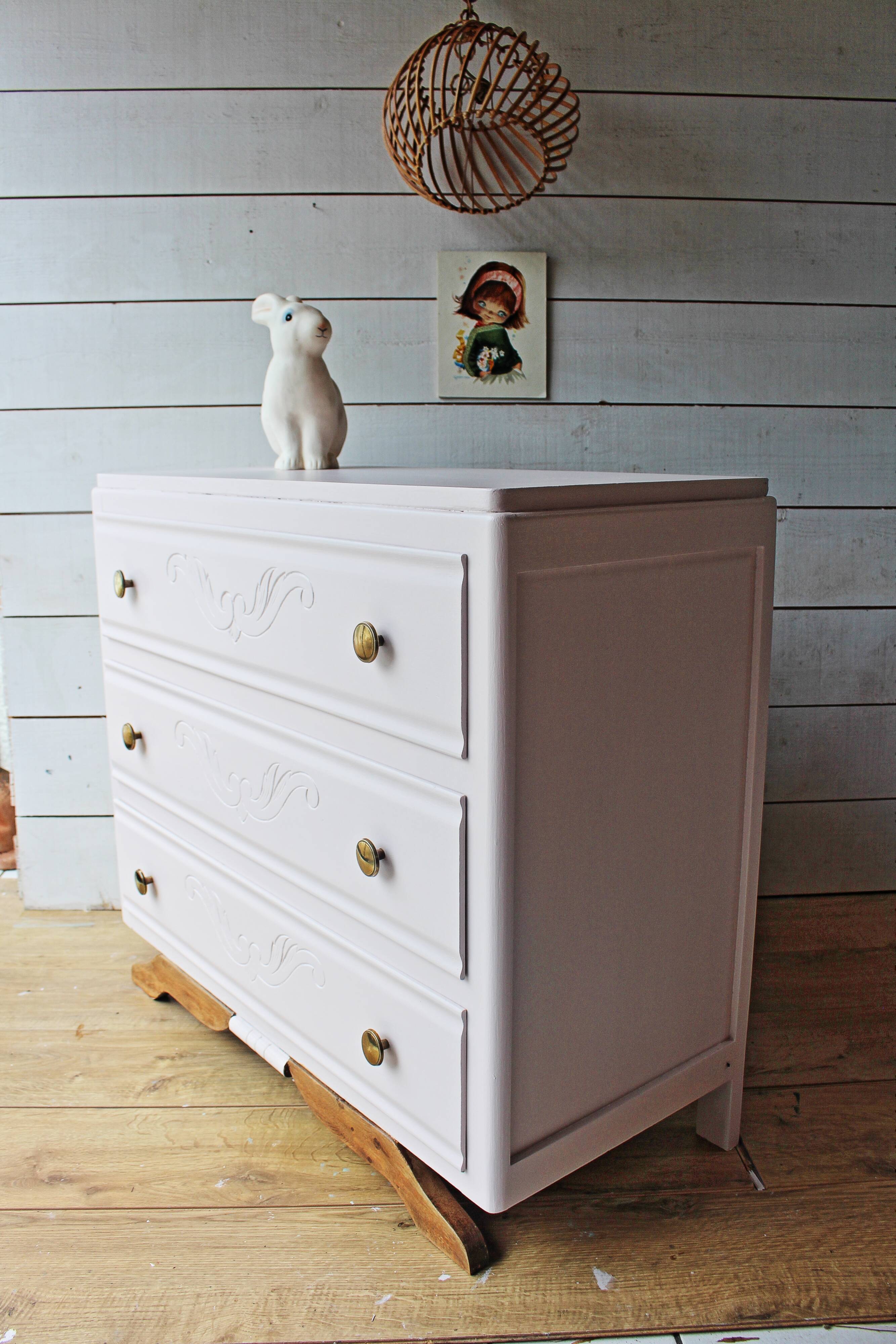 Commode années 60 rose poudré
