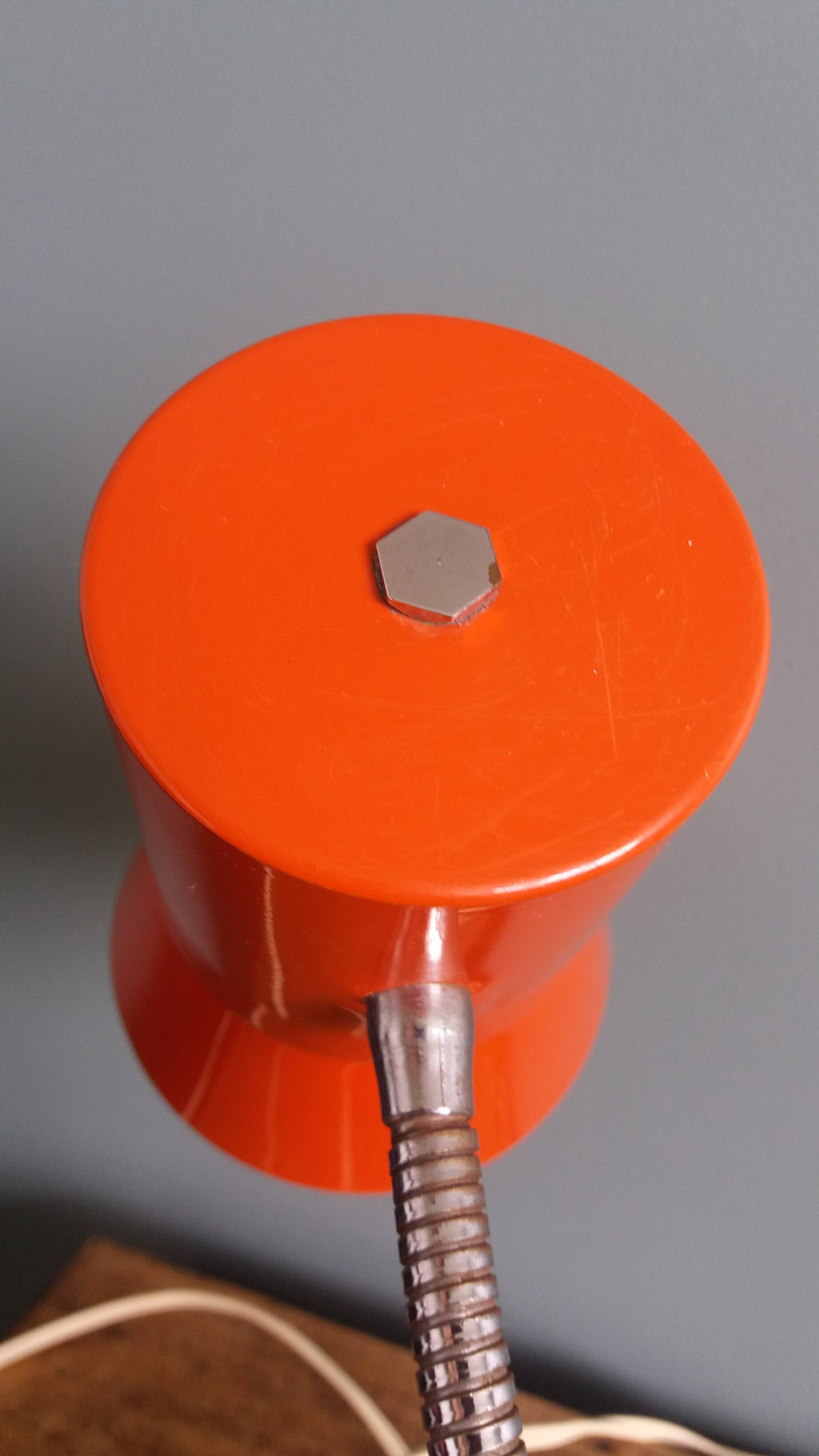 Lampe de bureau flexible années 70 orange