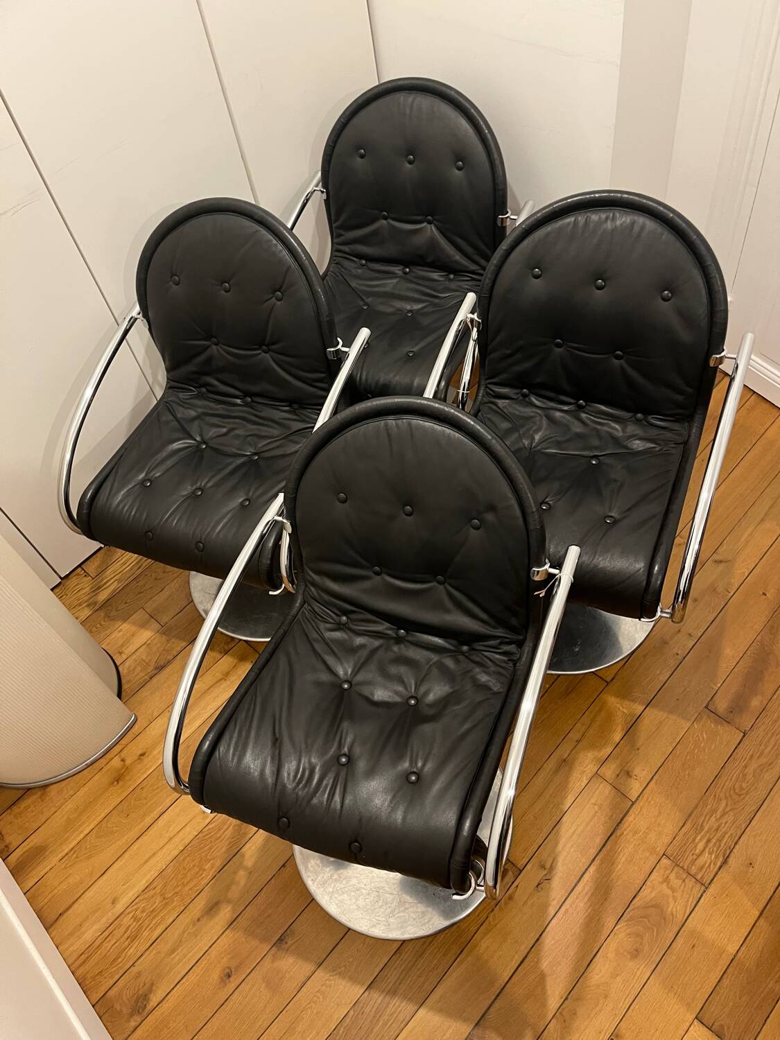 Set of 4 Verner Panton chairs, System 1-2-3 for Fritz Hansen.