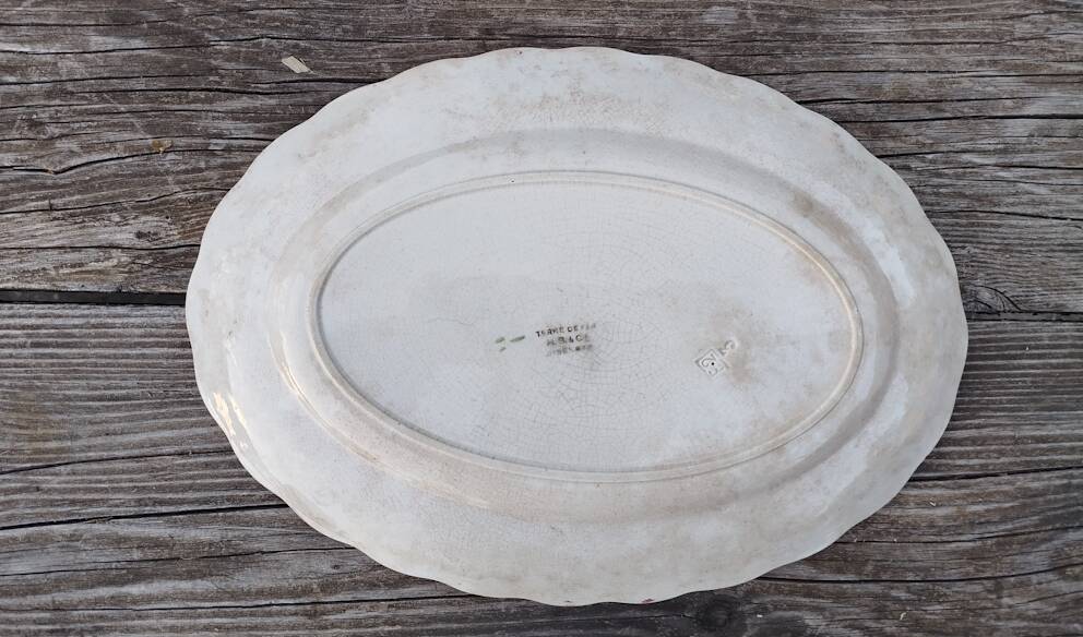 Plate oval iron earth birds choisy le roi