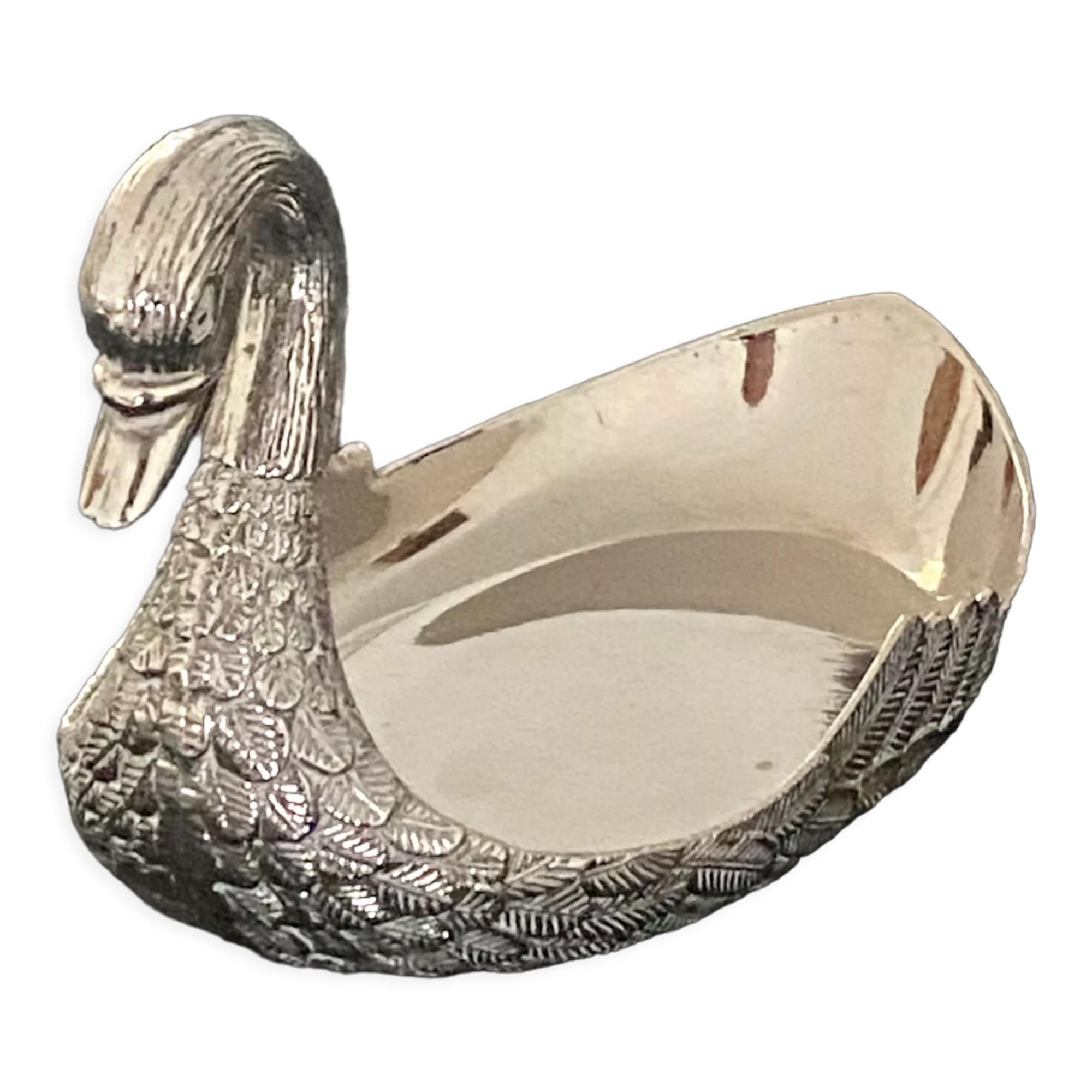 1 jewelry cup or empty metal swan shaped pocket