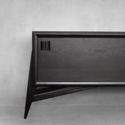 Mid-Century Modern Scandinavian Buffet in Dark Raw Oak with Wooden Handles, 1960s