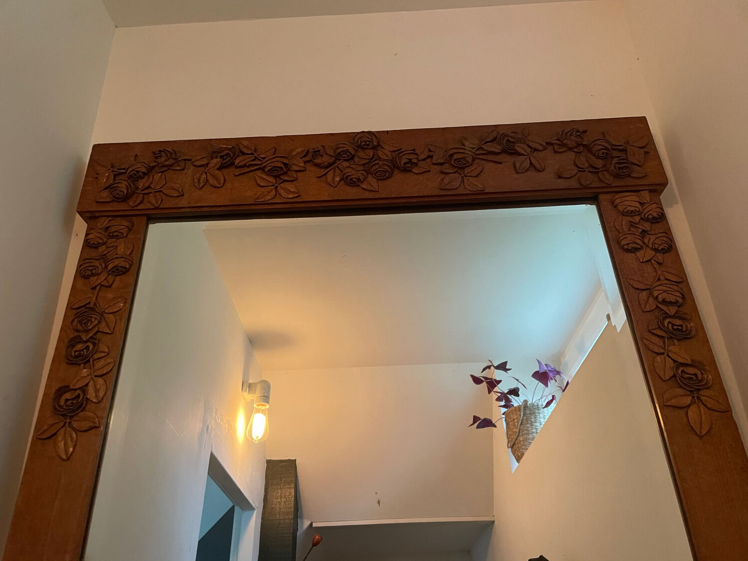 Carved oak mirror, 1950s