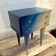 Navy blue and beige tie-dye bedside table