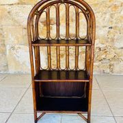 Vintage two-tier bamboo and rattan shelf with storage, Circa 1960