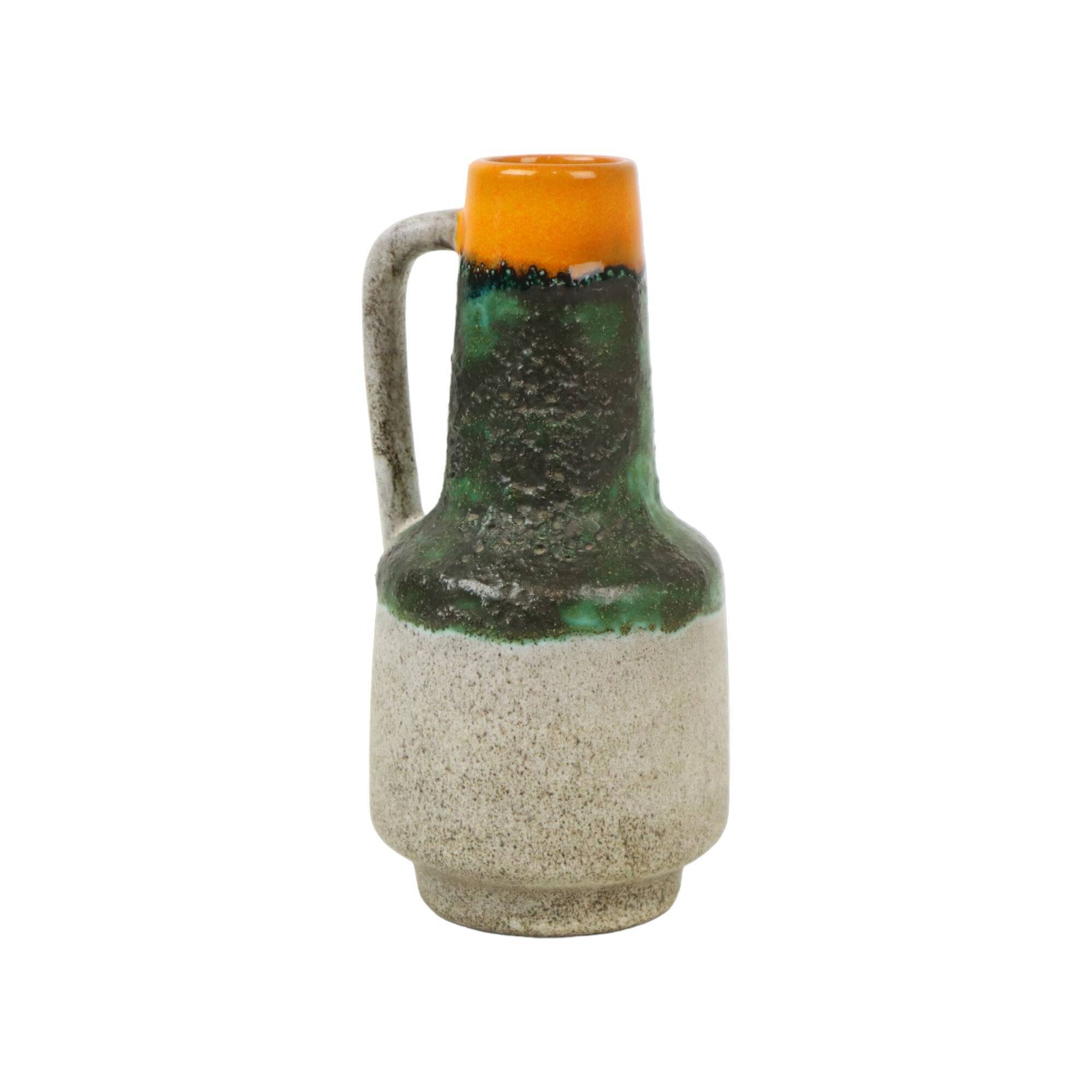 Rare Fat Lava Vase Green Orange VEB Haldensleben 4070 B Strehla Collectible