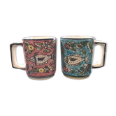 Paire de mugs décor poissons