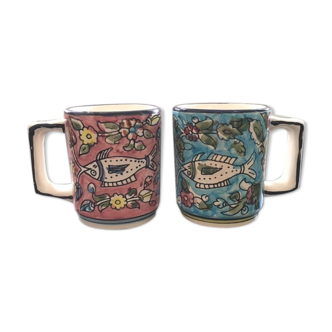 Pair of fish décor mugs