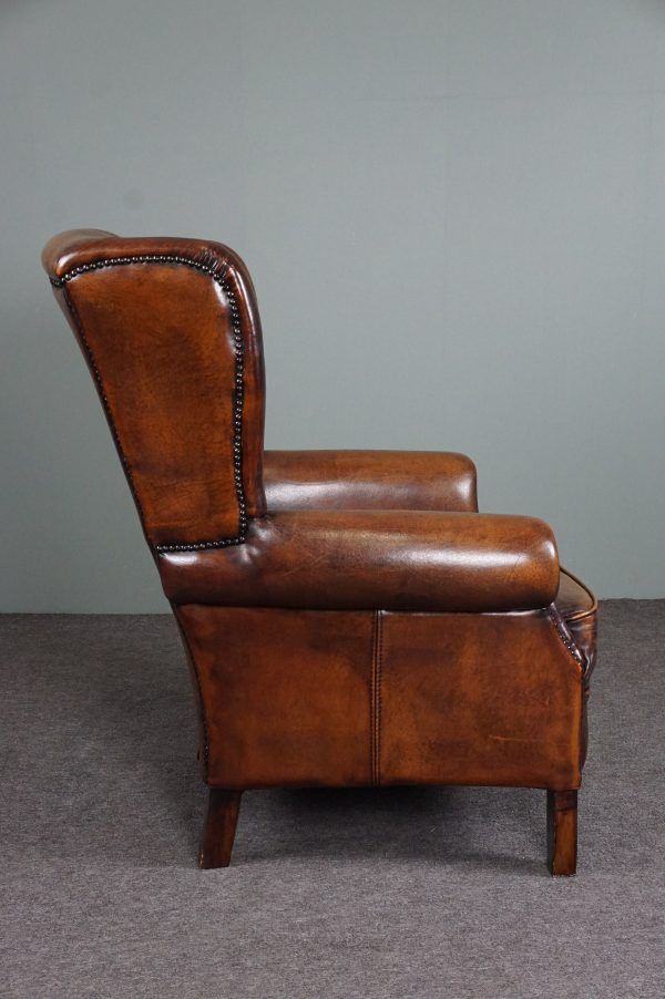 Brown sheepskin armchair