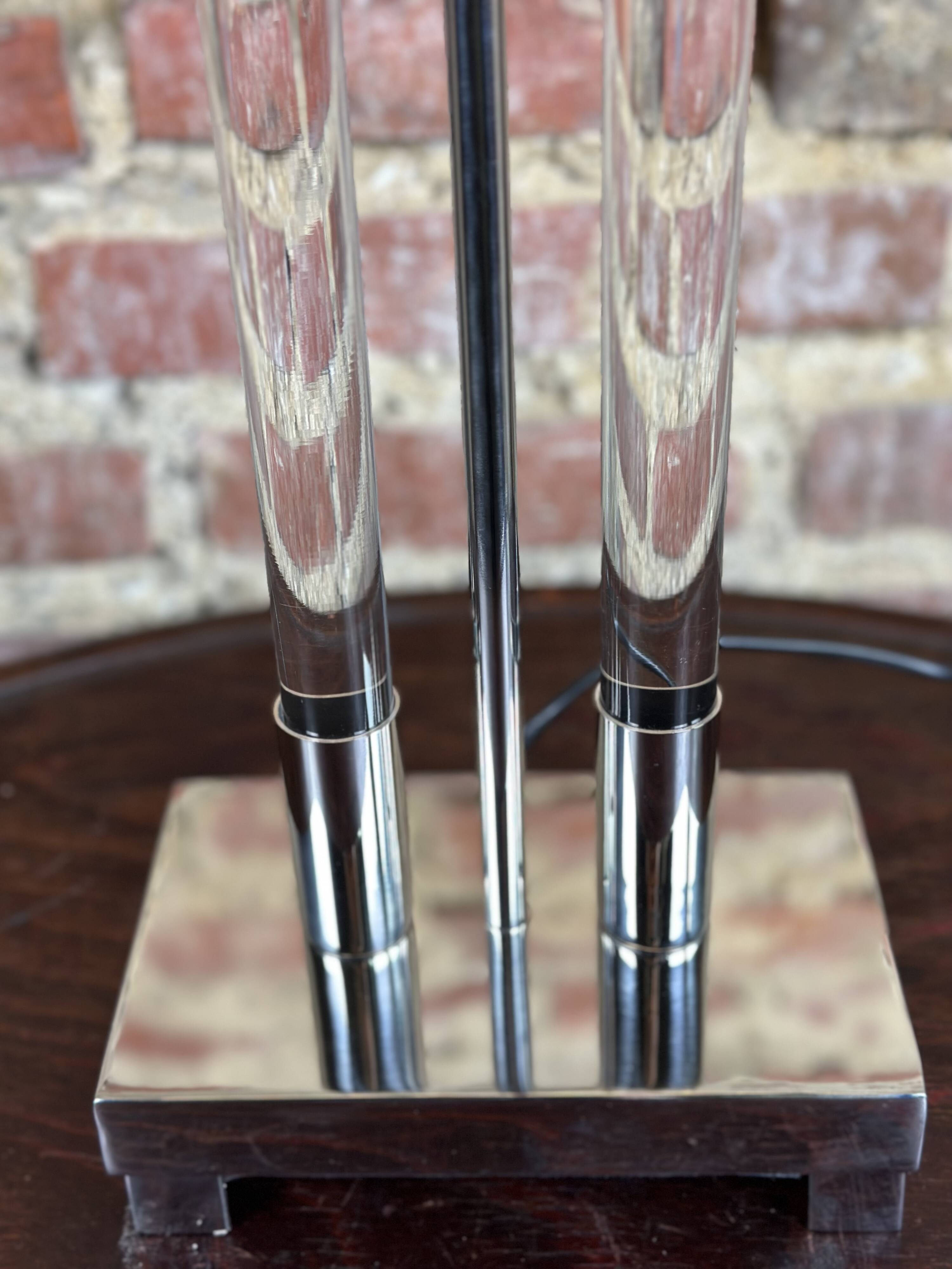 Designer lamp in chrome metal and Altuglass 1990s Ht 85 cm