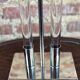Designer lamp in chrome metal and Altuglass 1990s Ht 85 cm