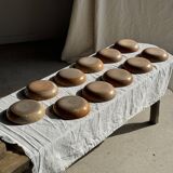 11 assiettes creuses artisanales vintage en grès mat