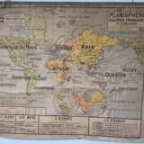 Carte scolaire Vidal Lablache Planisphère Colonies Françaises