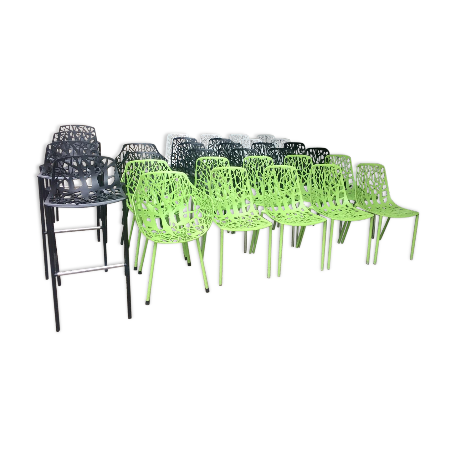 Set of chairs, armchairs and stools of bar r. & Francesca Cantarutti